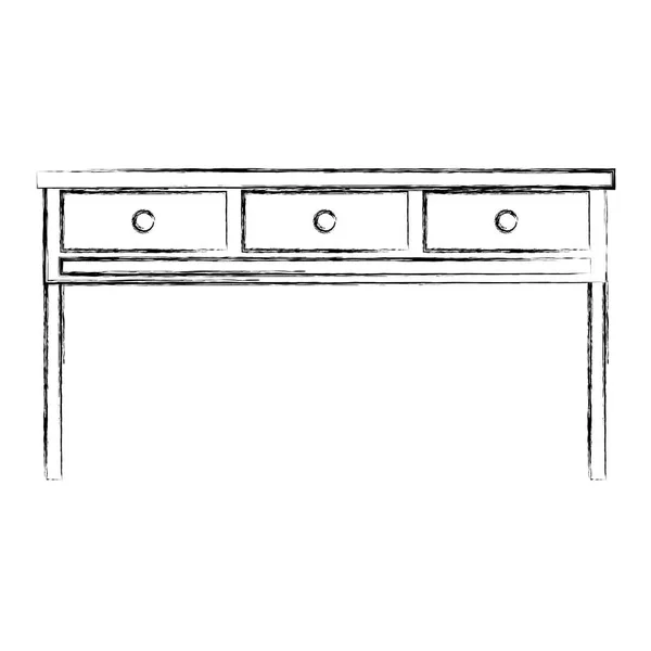 Figure Office Wood Desk Object Drawers Vector Illustration — Stock Vector