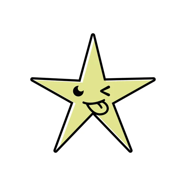 Barevné Legrační Lesklé Hvězdy Kawaii Kreslené Vektorové Ilustrace — Stockový vektor