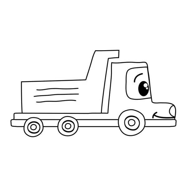 Ligne Kawaii Heureux Camion Drump Transport Vectoriel Illustration — Image vectorielle