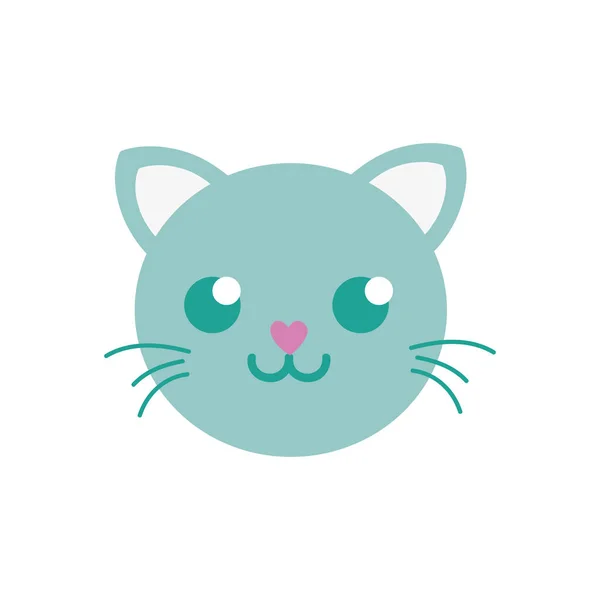 Colorful Happy Cat Head Cute Animal Vector Illustration — Stock Vector