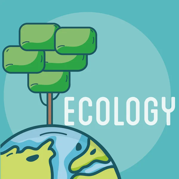 Экология Зеленые Растения Концепции Мира Векторные Иллюстрации Графический Дизайн — стоковый вектор