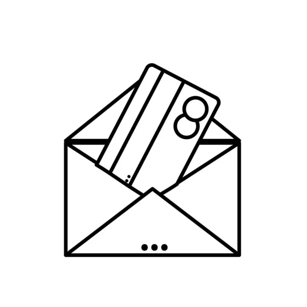 Linea Messaggio Testo Mail Con Carta Credito All Interno Illustrazione — Vettoriale Stock