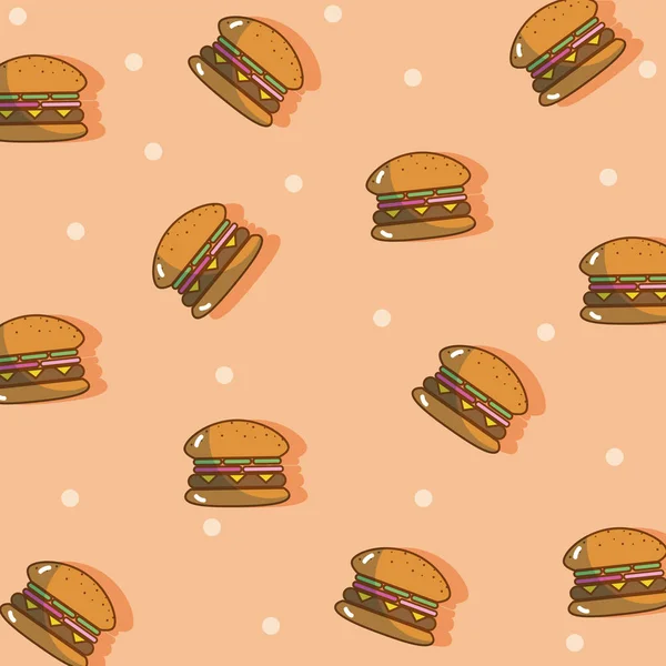 Hamburguesa Patrón Fondo Dibujos Animados Vector Ilustración Diseño Gráfico — Vector de stock