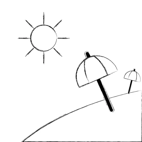 Wyspa Rysunek Ilustracji Wektorowych Open Pogoda Parasol Słońce — Wektor stockowy