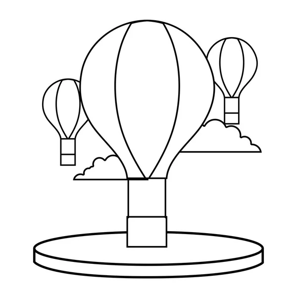 Γραμμή Αέρα Μπαλόνια Fly Σύννεφα Στην Εικόνα Διάνυσμα Ουρανό — Διανυσματικό Αρχείο