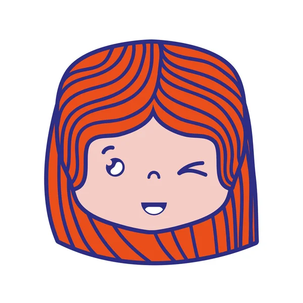 Tête Fille Colorée Avec Coiffure Illustration Vectorielle Drôle Visage — Image vectorielle