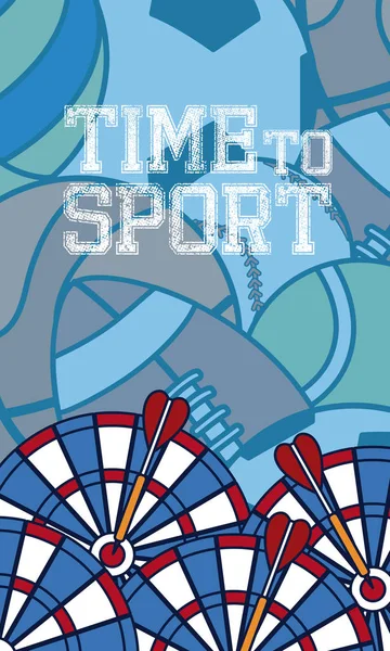 Time Sport Concept Card Sport Balls Background Vector Illustration Graphic — Stock Vector