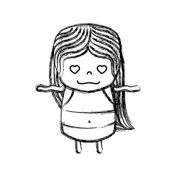 Фигура Девушка Длинными Волосами Любви Лицо Векторной Иллюстрации — стоковый вектор