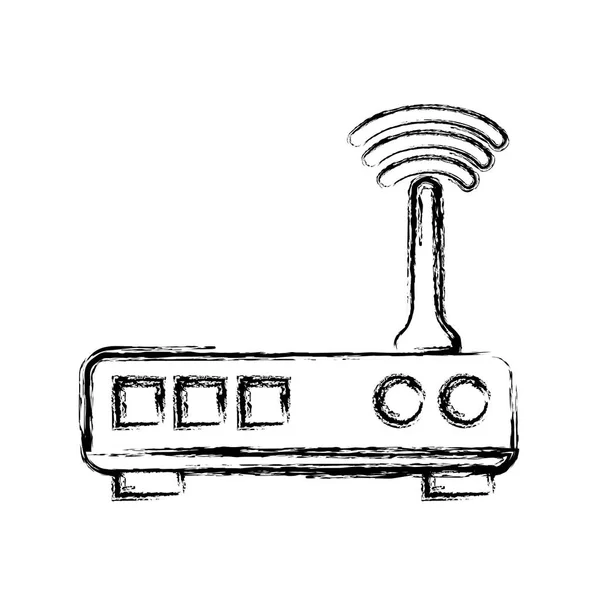 Figuur Router Digitale Wifi Technologie Netwerk Vectorillustratie — Stockvector