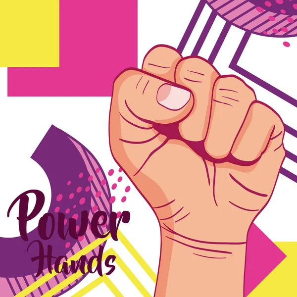 Girl Power Hand Clenched Memphis Vector Illustration Graphic Design - Stok Vektor