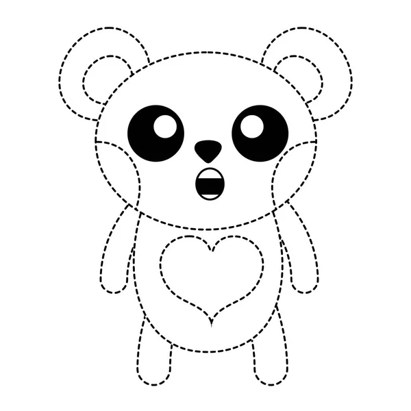 Forma Punteada Oso Sorprendido Lindo Animal Salvaje Vector Ilustración — Vector de stock