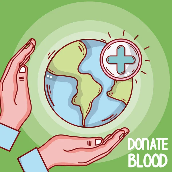 Пожертвовать Руки Крови Заботливой Земли Векторные Иллюстрации Графический Дизайн — стоковый вектор