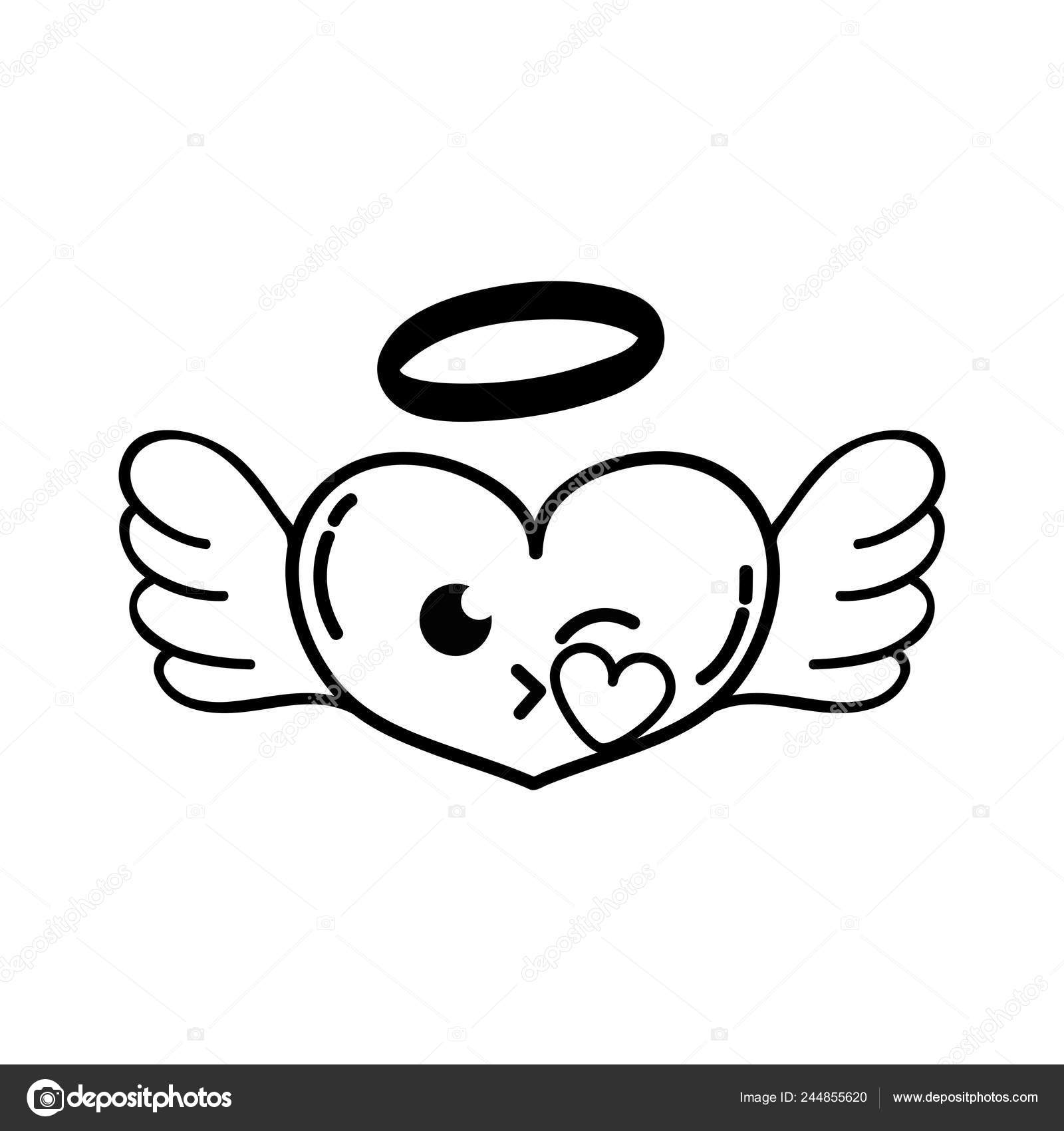 Line Heart Angel Kiss Kawaii Cartoon Vector Illustration Stock Vector Image By C Stockgiu