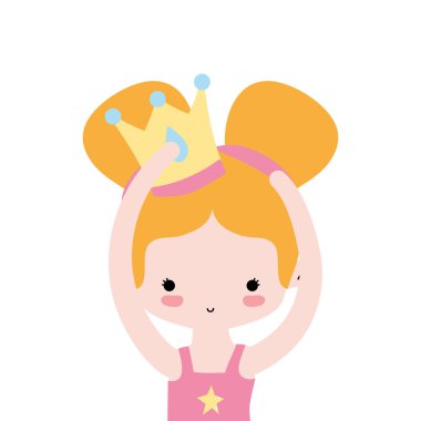 Kız uygulama performans bale iki buns saç ve taç vektör çizim ile