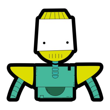 çizgi rengi robot yüz teknoloji silah ve göğüs vektör çizim ile