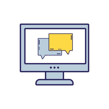 bilgisayar teknoloji vektör çizim içinde sohbet kabarcık mesaj