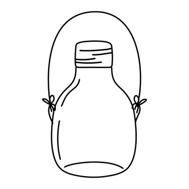 çizgi orta mason kavanoza tel sapı vektör çizim ile