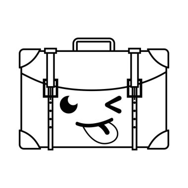 satır komik seyahat sırt çantası kawaii karikatür vektör çizim