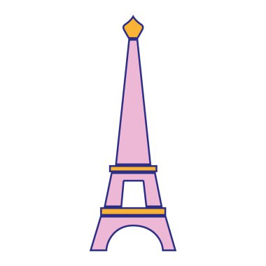 Tam renk Eyfel Kulesi paris yolculuk tatil vektör çizim