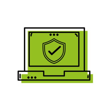 kalkan güvenlik koruma dizüstü bilgisayar teknoloji vektör çizim içinde