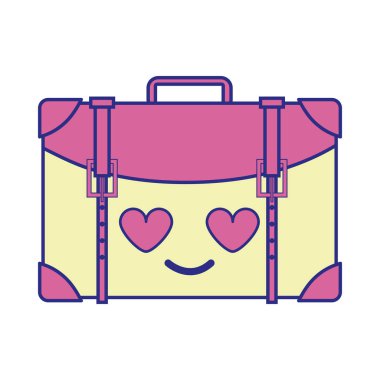 tam renkli seyahat etmek sırt çantası içinde aşk kawaii karikatür vektör çizim