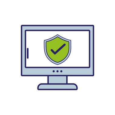 kalkan güvenlik koruma bilgisayar teknoloji vektör çizim içinde