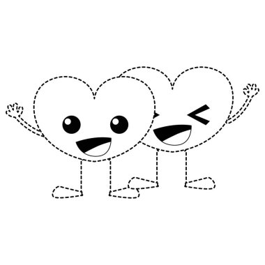 noktalı şekil mutlu Kalpler çift kawaii karikatür vektör çizim