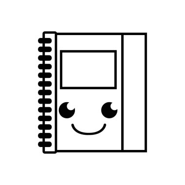 satır gülümseme ve sevimli defter nesne kawaii vektör çizim