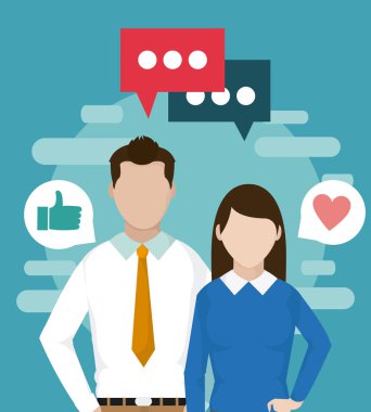 Çift sosyal medya vektör çizim grafik tasarımı ile