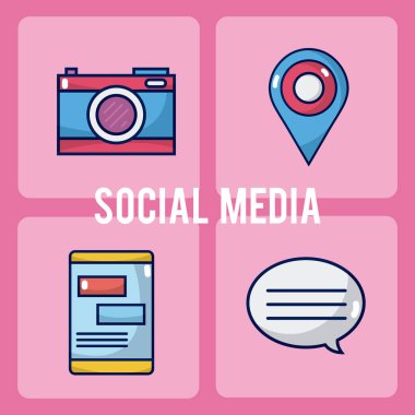 Sosyal medya kare simgeler vektör çizim grafik tasarım