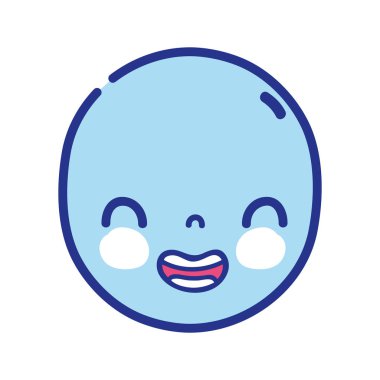 tam renkli kawaii şirin gülümsemek yüz ifade vektör çizim