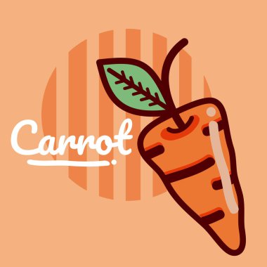 Havuç sebze karikatür renkli arka plan vektör çizim grafik tasarım