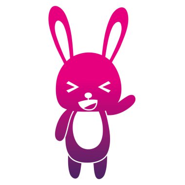 siluet şirin ve neşeli tavşan vahşi hayvan vektör çizim renk