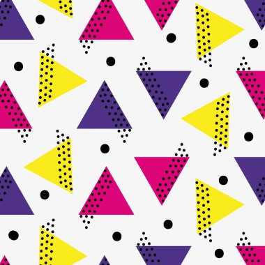 üçgen şekiller memphis tarzı arka plan vektör çizim