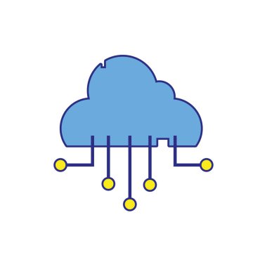 tam renkli veri ağ bağlantısı sunucu vektör çizim bulut