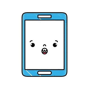 rendelenmiş kawaii smartphone sevimli sürpriz yüz vektör çizim