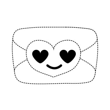 aşk kawaii karikatür vektör çizim noktalı şekil aşk kartı