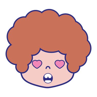 renkli çocuk baş kıvırcık saçlı ve içinde yüz vektör çizim seviyorum