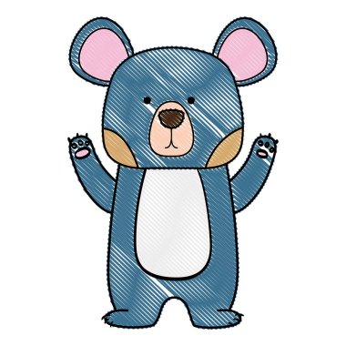 Orman vektör çizim rendelenmiş sevimli ayı vahşi hayvan