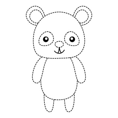 vahşi hayvan vektör çizim şekli mutlu ve sevimli panda noktalı