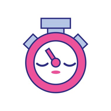 tam renkli uyku ve sevimli Chronometre nesne kawaii vektör çizim