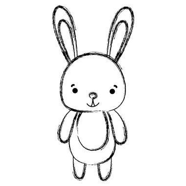 Grunge mutlu ve sevimli tavşan vahşi hayvan vektör çizim