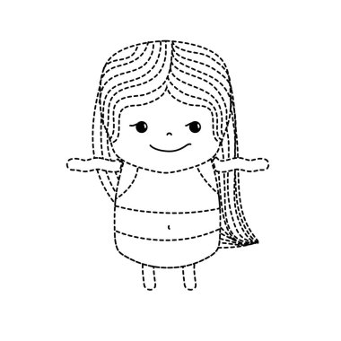 noktalı şekli kız wth uzun saç ve haydut yüz vektör çizim