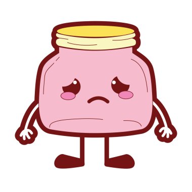 renk ağlayan mason cam kawaii kollar ve bacaklar vektör illusration ile satır