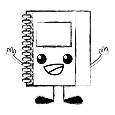 mutlu defter nesne kawaii kollar ve bacaklar vektör çizim ile rakam