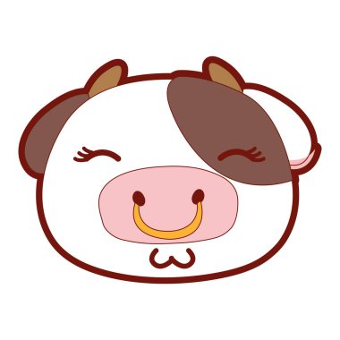 çizgi rengi mutlu inek baş vahşi hayvan vektör çizim