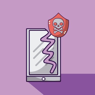 Kalkan vektör çizim grafik tasarım ile kırık Smartphone