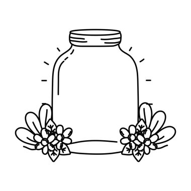 çizgi orta mason cam çiçekler ve yapraklar vektör çizim ile