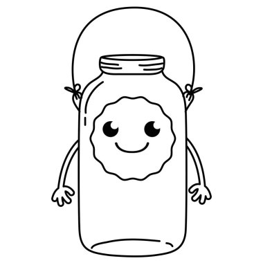 satır gülümseme mason cam kawaii silah ve tel sapı vektör çizim ile