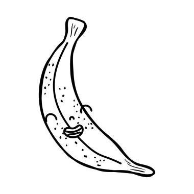 satır şirin muz kawaii gülümseme meyve vektör çizim